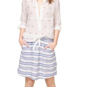 J. Crew White and Blue Stripped Linen Skirt